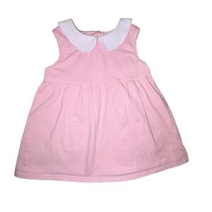 Stichy fish Pink Striped Sleeveless Dress with White Collar
